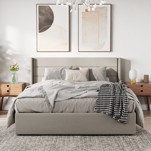 Braya Hydraulic Lift Up Storage Upholstered Platform Bed